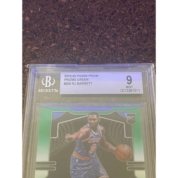 2019-20 Panini Prizm RJ Barrett Green Prizm BGS 9 MINT #250 RC Knicks - Picture 2 of 3